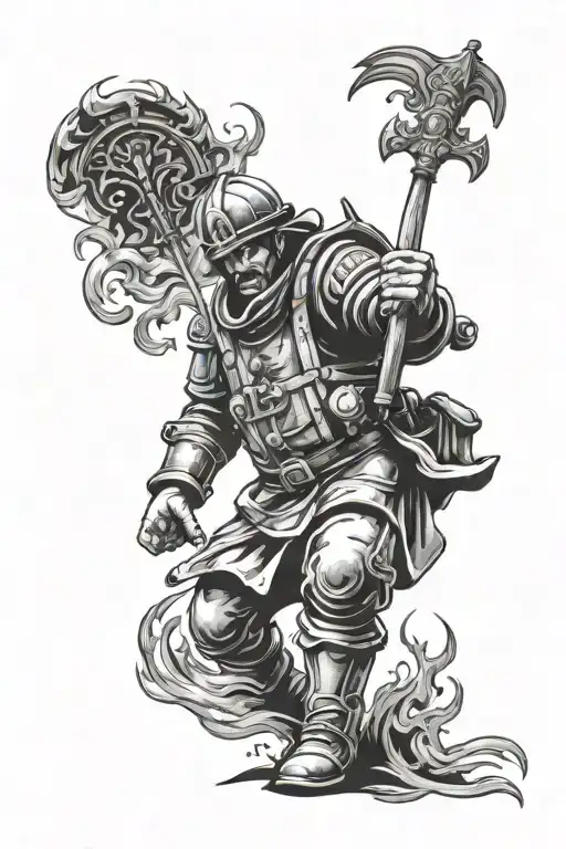 Saint Florian Firefighter With Burning