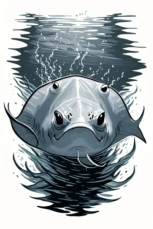 Sting Ray Gracefully Swimming