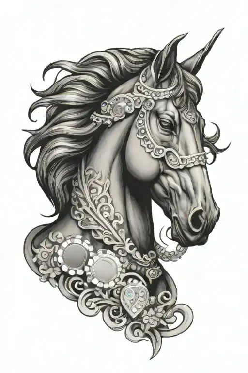 Black Stallion Head And Casino Themed