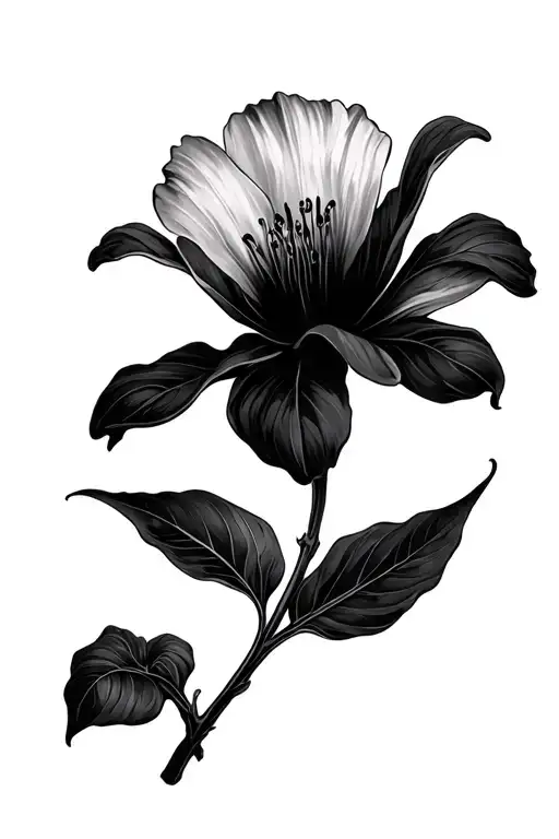 Deliah Flower Large Black Leaves