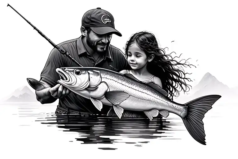 Father And Daughter Fishing