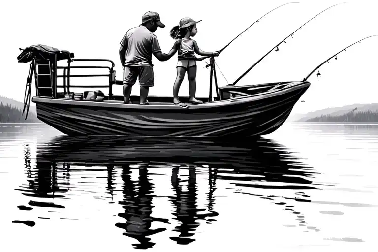 Father And Daughter Fishing Off An Air Boat