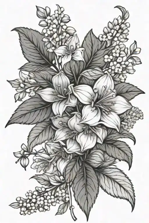 Aconite Flower And Viburnum Plant With Stars