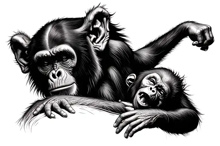 Monkey Turning Into Human Disign But With A A Human Growing Up