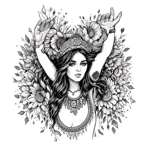 Hippie Girl Wearing Hippie Clothes Spreading Love