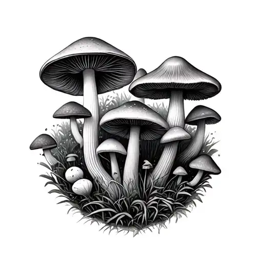 Multiple Different Kinds Of Mushrooms In A Circle