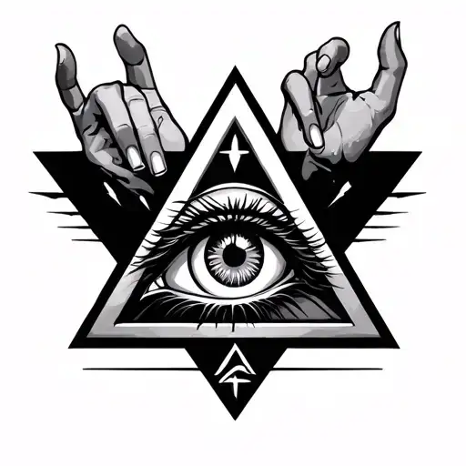 Eye Of The Illuminati Inside A Triangle And In The Hand