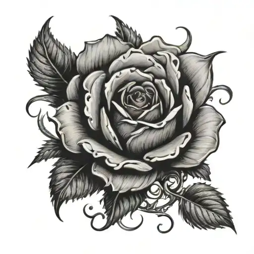 A Rose With Thorns And The Name Sebastian Engraved