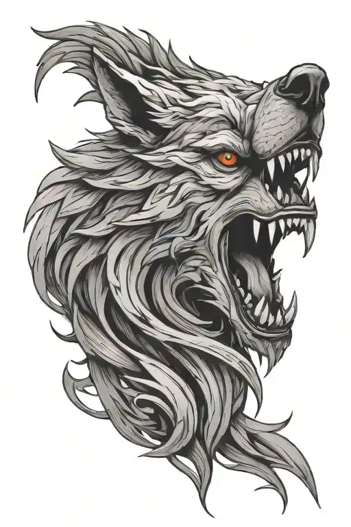 Fenrir Wolf Head Side View