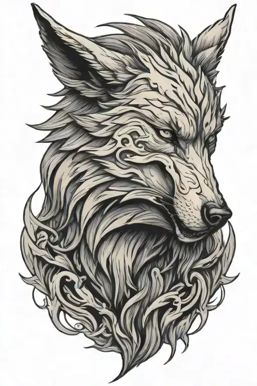 Fenrir Wolf Head Side View