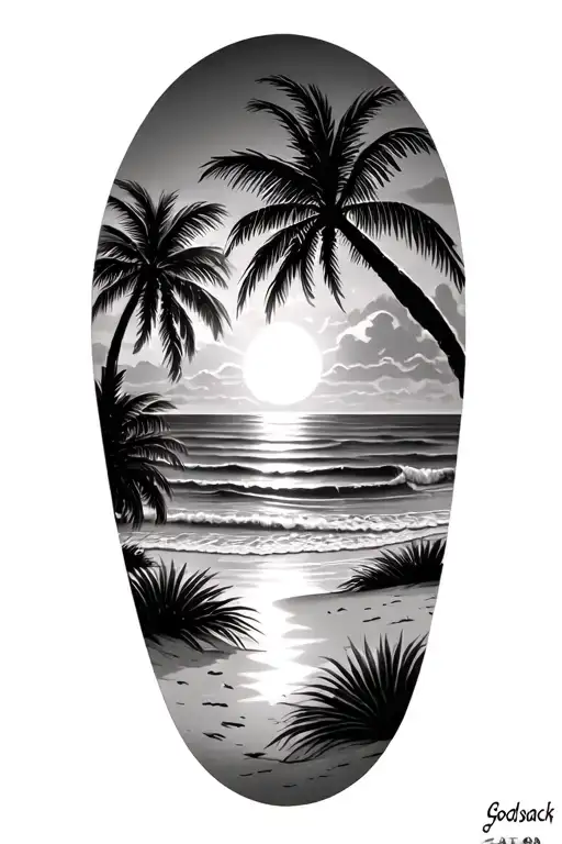 Beach Scene With Palm Trees Using The Godsmack Sun