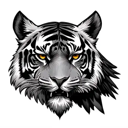 Half Tiger Face And Half Eagle Perched