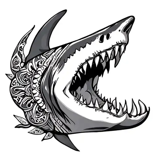 Shark Jaw With A Mandala Design Incorporating