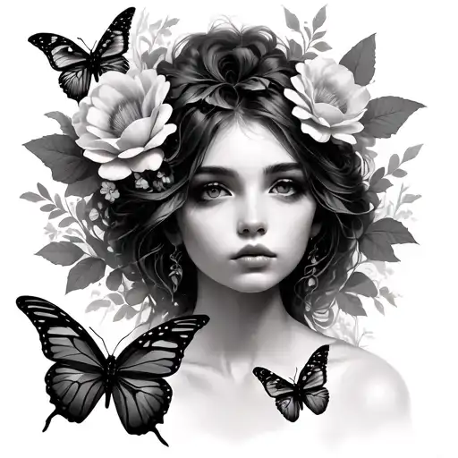 Sloidy With Butterflies And Flowers Blooming