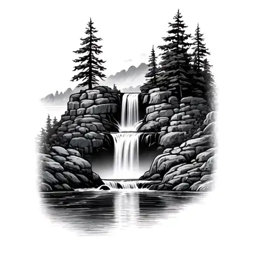 Waterfall Flowing To A River