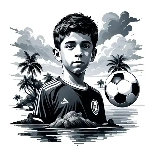 Boy With Dream Soccer Island Landscape- Family Orientared