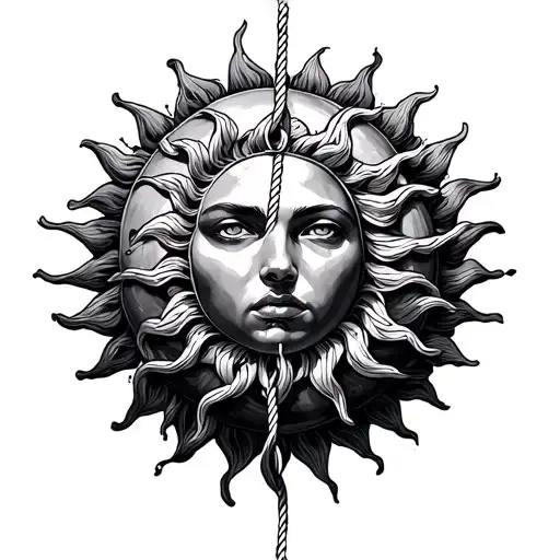 3 Suns Connected With A Cord Of 3 Ropes