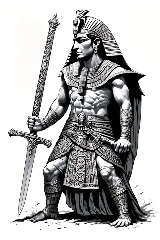 Pharaoh With Sword In Battle Scene