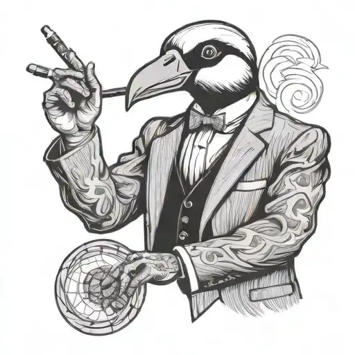 Pelikan In A Suit Smoking