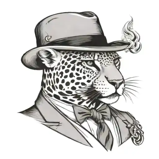 Jaguar In A Suit Smoking