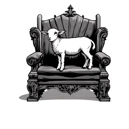 A Lamb Standing On A Throne American Traditional Style
