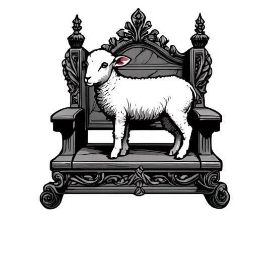 A Lamb Standing On A Throne American Traditional Style