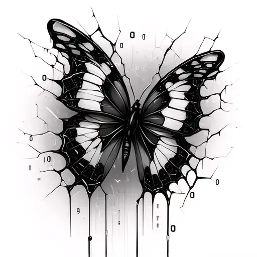 Butterfly Shattered Glass And Binary Code