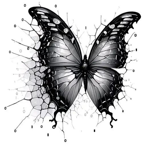 Butterfly Shattered Glass And Binary Code