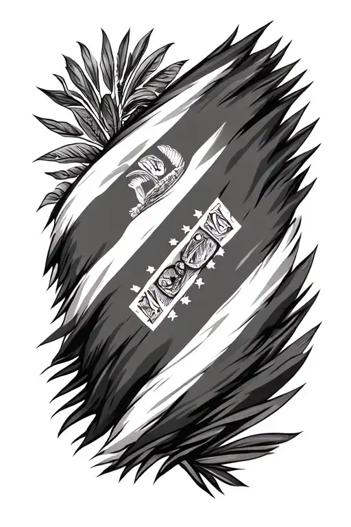 Belize Flag With Culture Details In The Background