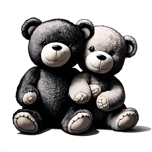Childhood Stuffed Teddy Bears Sitting