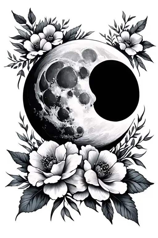 Moon With Flowers In Concept