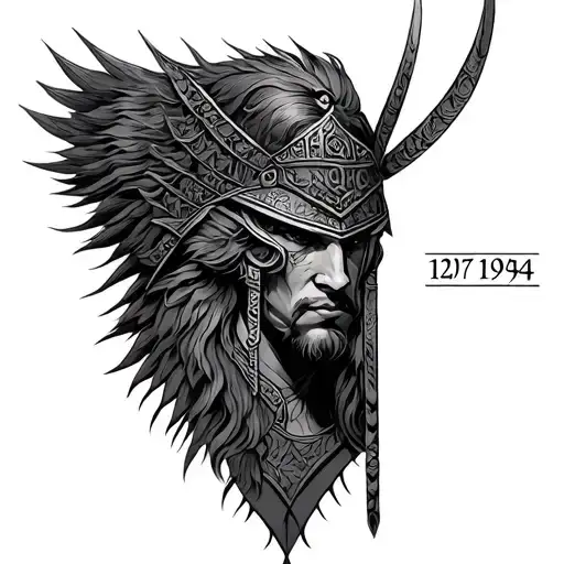 Draw Me A Tattoo Where There Was The Date 12 07 1984 With As A Representation A Warrior