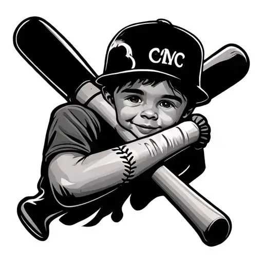 Father Son Baseball Bat Intertwined