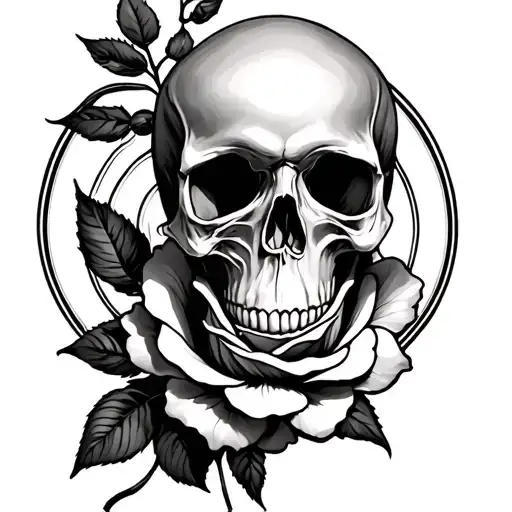 Skull And Rose Surrounded