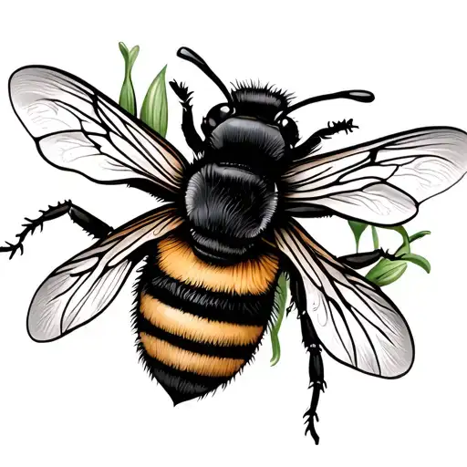 Cute Elegant Bee With A Lily Flower Intertwined