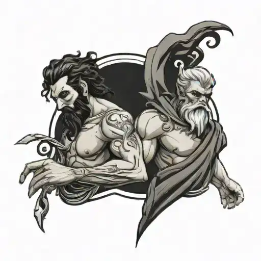 Zeus And Hades Fighting Each Other