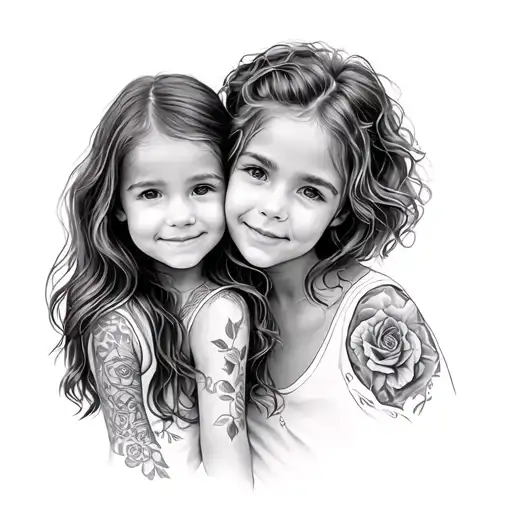 Mum With Two Daughters Minimalist