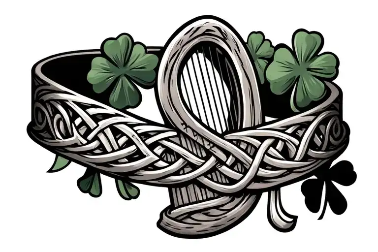 Celtic Harp Shamrock Armband