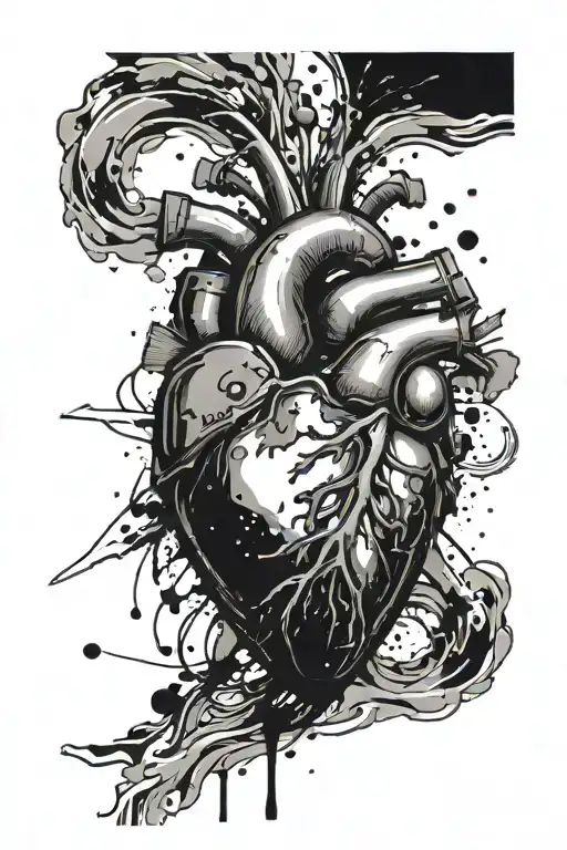 Inverted Heart Trash Polka Spray Brush Strokes