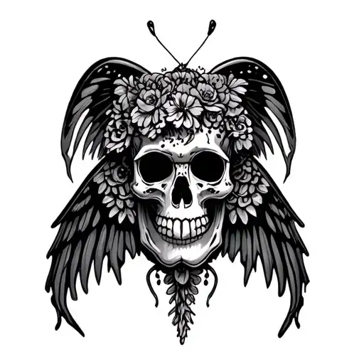 Butterfly With Skull And Leapord Inside Wings