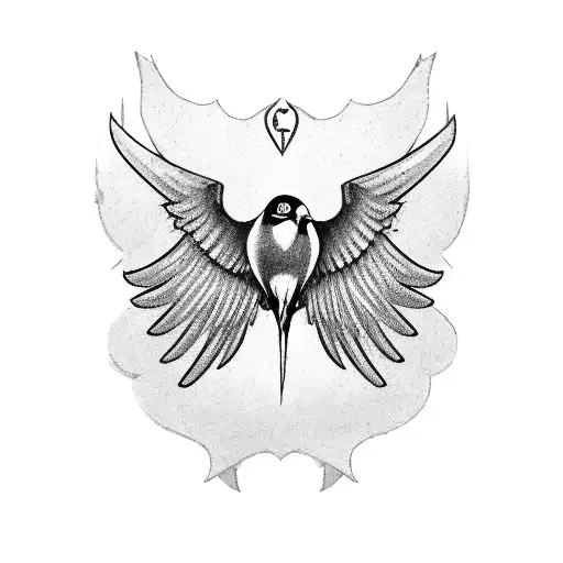 Full Pidgeon With Wings Out Tattoo Of Heart On Wing With Oversized Pidgeon Rubber Mask