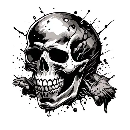 Skull Design Showing Shadowing A Person Holding Him Back From His Goals But Person Breaking Thru