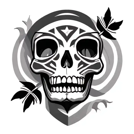 Polynesian Skull Design Taino Puerto Rico Flag