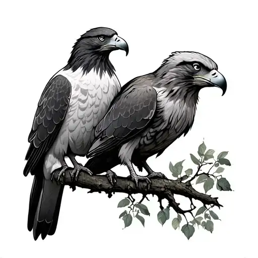 Myrtle Tree Dove And Eagle Sitting