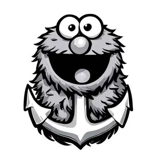 Cookie Monster With An Anchor Intertwined