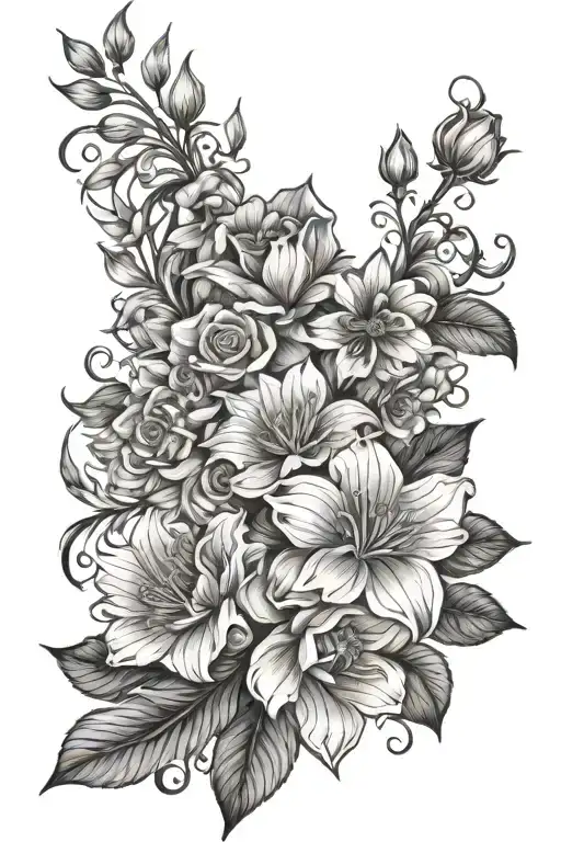 Flowers Blooming Arm Sleeve Tattoo Design