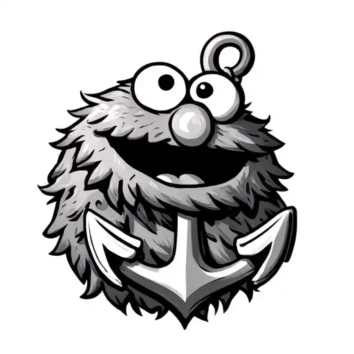 Cookie Monster With An Anchor Intertwined