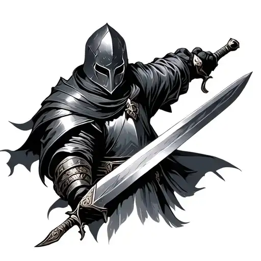 Knight Holding Sword Going Dark