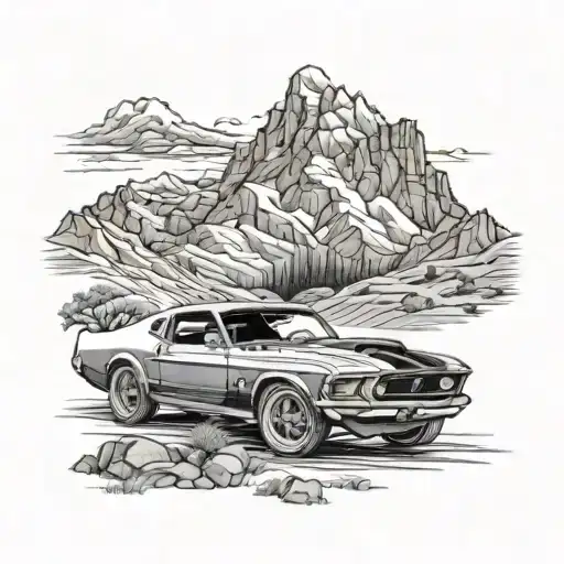 Mustang 1970 Ford Mustang And Mountain Landscape