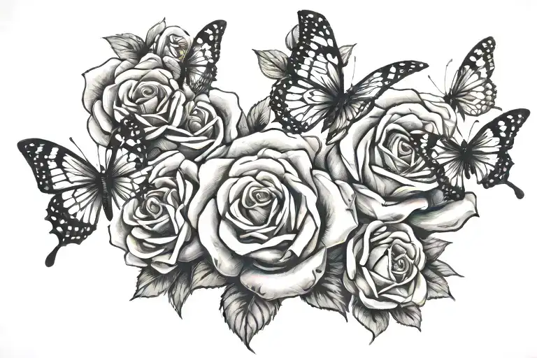 Roses Butterflys